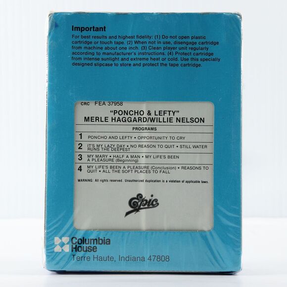 Poncho & Lefty by Merle Haggard Willie Nelson (8-Track Tape) RARE BLUE SEALED